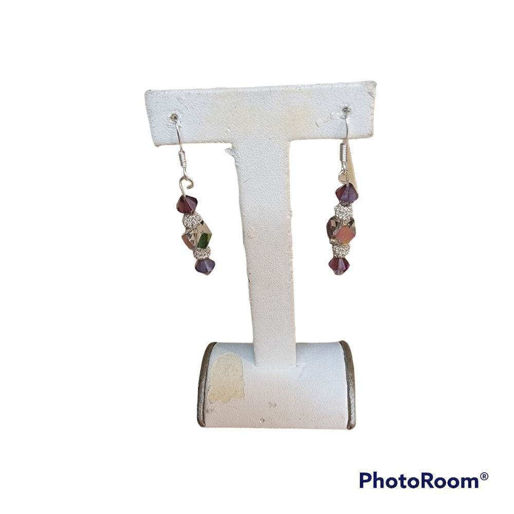 Handmade Glass and Crystal Beaded Drop Earrings.